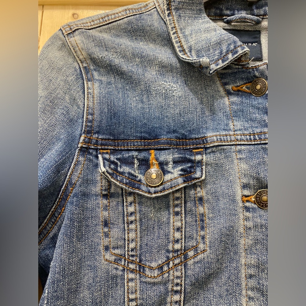 ❤️❤️Just USA Denim Chic Blue Jean Long Sleeve Button Down Denim Jacket - Picture 3 of 9